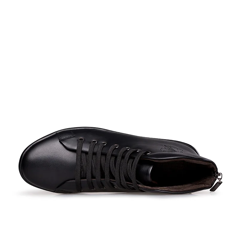 Большие размеры 35-48, мужские ботинки из натуральной кожи осенне-зимние ботинки до щиколотки Мужская водонепроницаемая плюшевая зимняя обувь с высоким берцем на молнии для мужчин