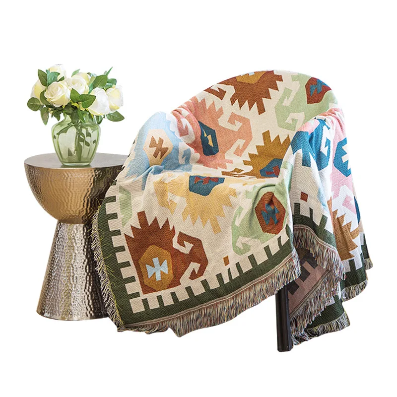 

Nordic Style Sofa Cover Towel Throws Bohemian Chenille Knit Sofa Blankets for Beds Soft Plaid Bedding Cover Tablecloth Tapestry