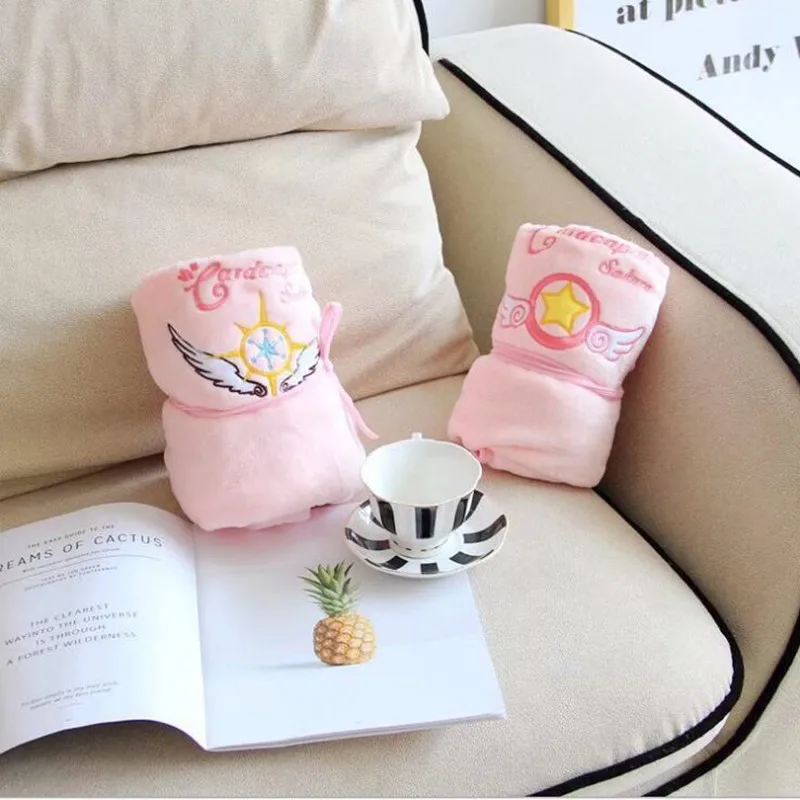 

Cartoon Cardcaptor Sakura Rolling Blanket Stuffed Cushion Plush Hand Warm Blanket Birthday Christmas Gift #1020