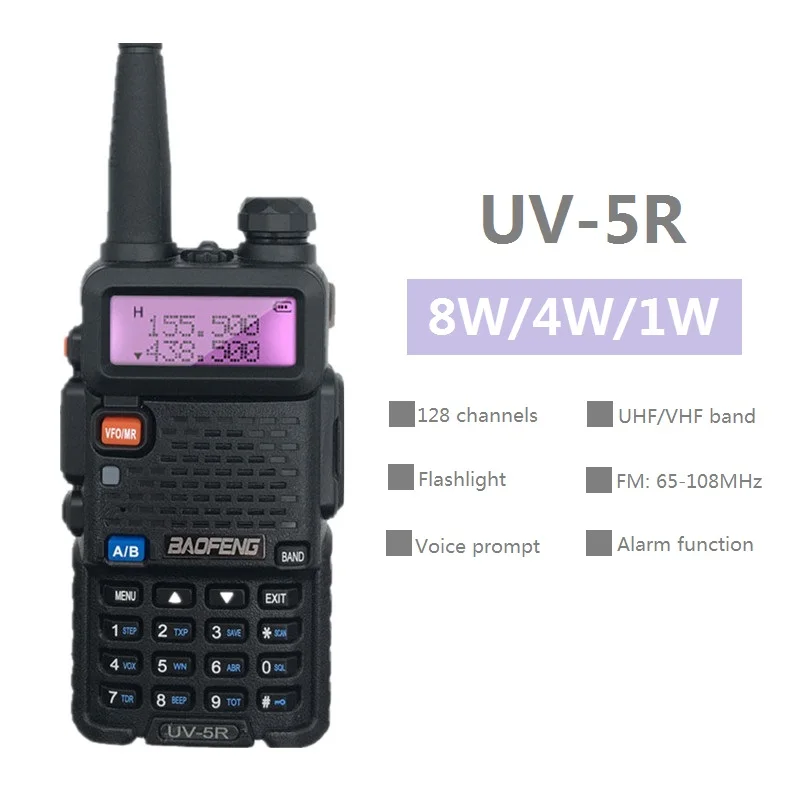 Реальные 8 Вт UV 5R иди и болтай Walkie Talkie VHF UHF приемно передающая радиоустановка