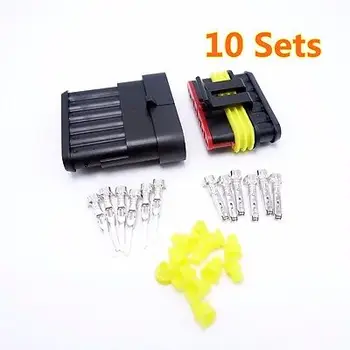 

10 Sets 6 Pins AWG Connector Waterproof Plug 1.5Series Female,Male Car Connector