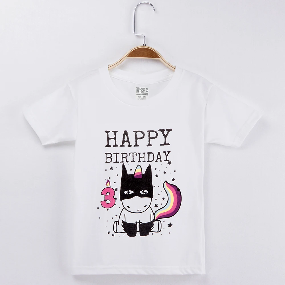 

2019 1-13 Years Old Birthday T-shirt Girl Super Unicorn 100% Cotton Short Children Clothes Boys TShirt Baby Clothing Girls Tops