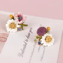 1 пара мини нежные уникальные эмалированные серьги-гвоздики в форме цветка женские модные простые и дикие ювелирные аксессуары