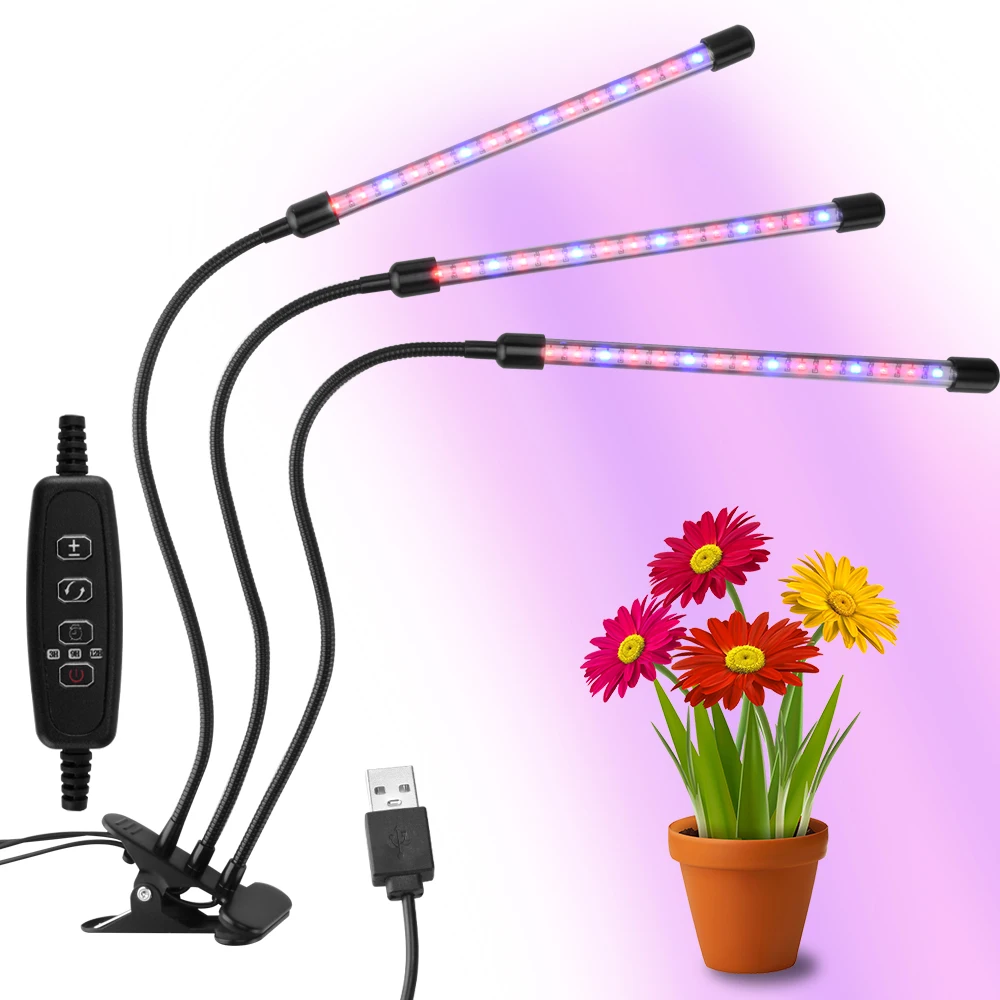 

Plant Grow Lamp Grow Light 3/6/12H Timer Plant Grow Light 3 Switch Modes Plant Lights Red/Blue Spectrum Dimmable Plastic D25