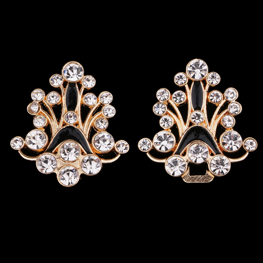 2 Pairs Wedding Bridal Rhinestone Crystal Closure Clasp Hook and Eye Buttons 63x31mm