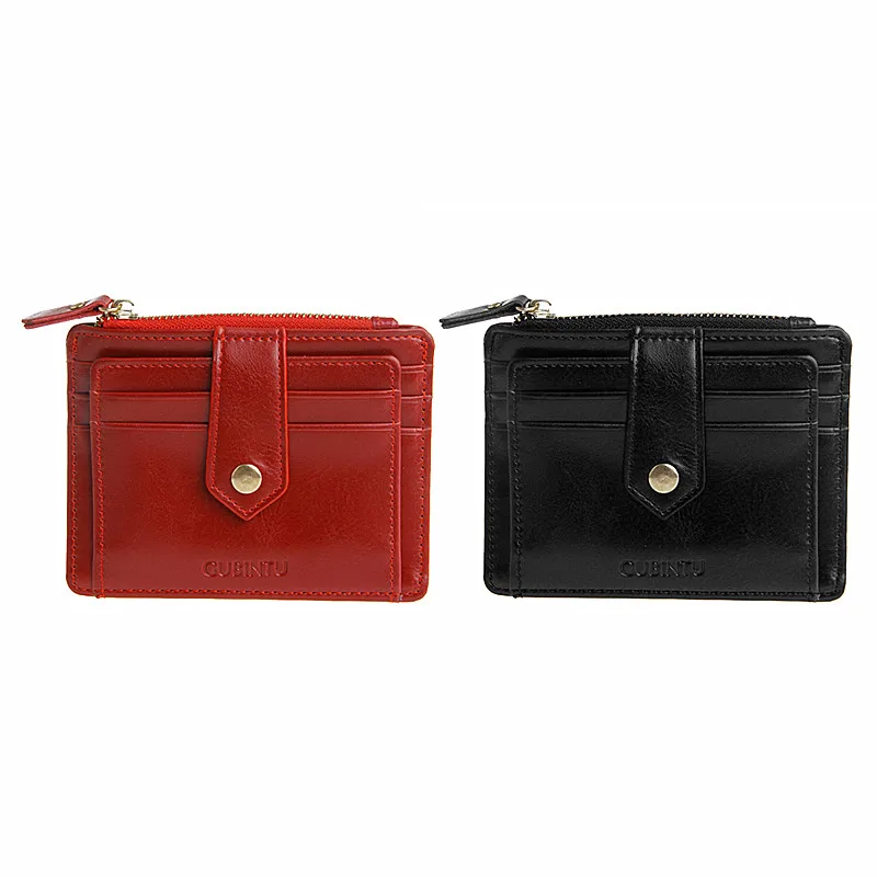 

THINKTHENDO Hot Selling Men Women Wallet Credit Card Holder ID Business Faux Leather Purse With Zipper 2 Color