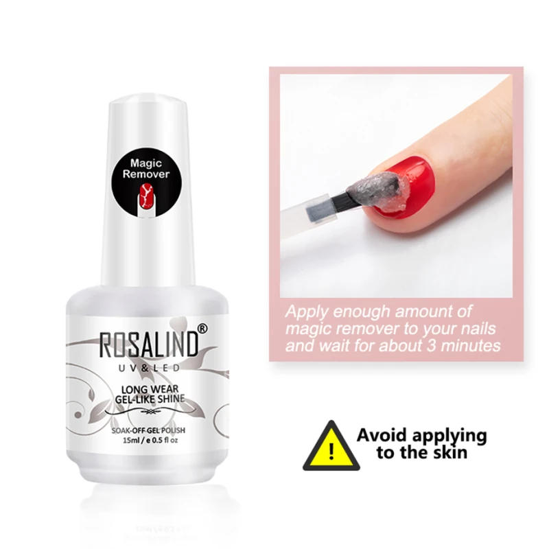 ROSALIND New Burst Magic Remove Nail Polish Soak Off Gel Acrylic Clean Degreaser Nail Remover Gel Polish Remover 15ml TSLM1