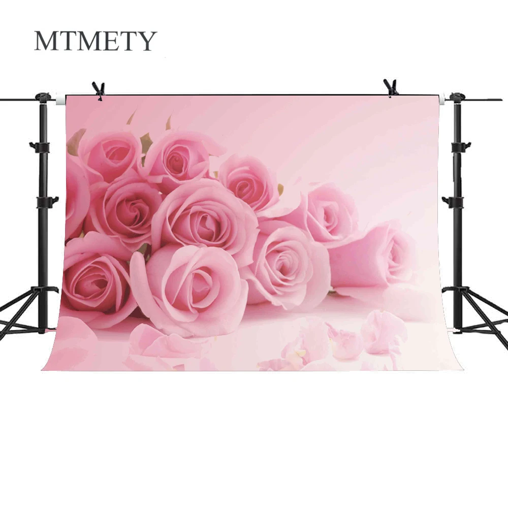 

MTMETY Pink Roses Cluster Photography Background Vinyl Backdrops for Wedding Valentine's Day Baby Shower Studio Decoration