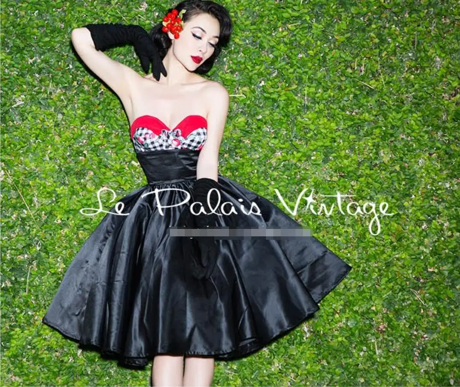 Элегантный Lap top Empire powder/черная/красная Пышная юбка модная повседневная юбка в стиле "Ретро"
