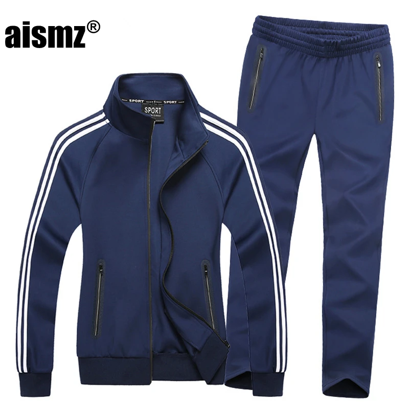 Aismz новая спортивная Для мужчин Демисезонный комплект Для мужчин s спортивный костюм толстовки в полоску + брюки Для мужчин Повседневное