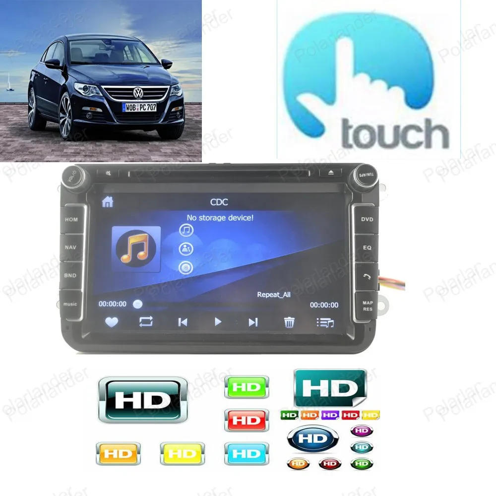 Excellent Car Multimedia Player for VW/POLO/PASSAT/Golf/Skoda/Octavia/SEAT/LEON With Wifi Radio GPS Navigation 1080P Ipod FM Map 5