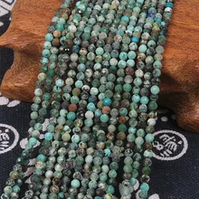 Bhd 2 мм 3 мм натуральный круглый граненый Африканский Бирюзовый зеленый драгоценный камень свободные бусины DIY аксессуары для ювелирных изделий Изготовление браслета ожерелья