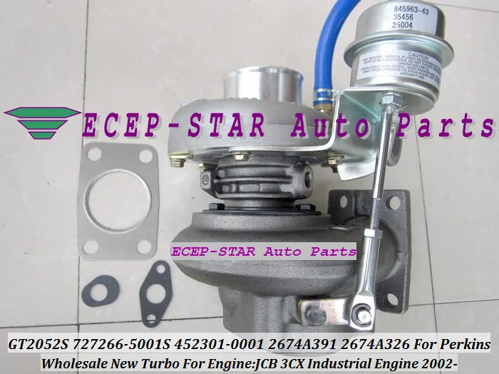 GT2052S 727266-5001S 452301-0001 727266-0001 2674A391 2674A326 turbo For Perkins JCB 3CX Industrial Engine 2002-