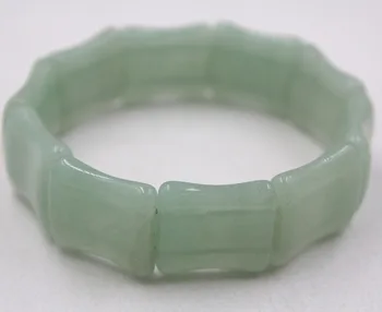 

Real Aventurine Natural Bangle Smooth Light Green Bamboo Festival For Women Mother Gift 20mmW Manual