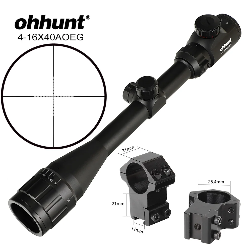 Ohhunt 4-16X40 AOEG тактический прицел Mil Dot оптический прицел красный зеленый с подсветкой проволока сетка охотничья Оптика прицел - Цвет: High Dovetail Rings