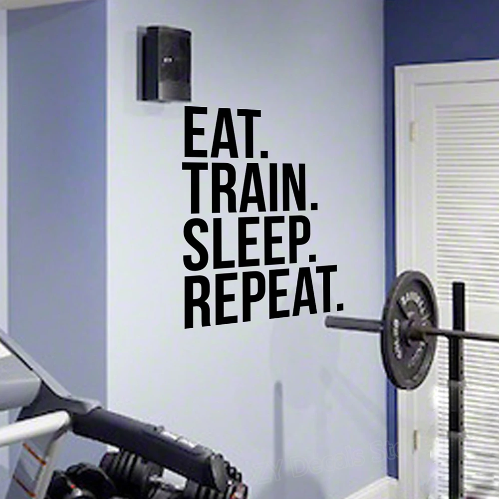 Eat Sleep Cross Fit Wall Sticker Decal Vinyl Gym Sport Funny Quote Male Weight