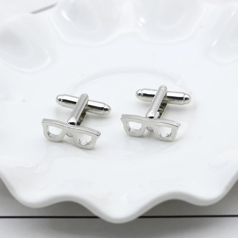 Luxury-Glasses-Tie-Clips-Cufflinks-For-Mens-High-Quality-Silver-Spectacles-Men-French-Shirt-Cuff-Link (4)