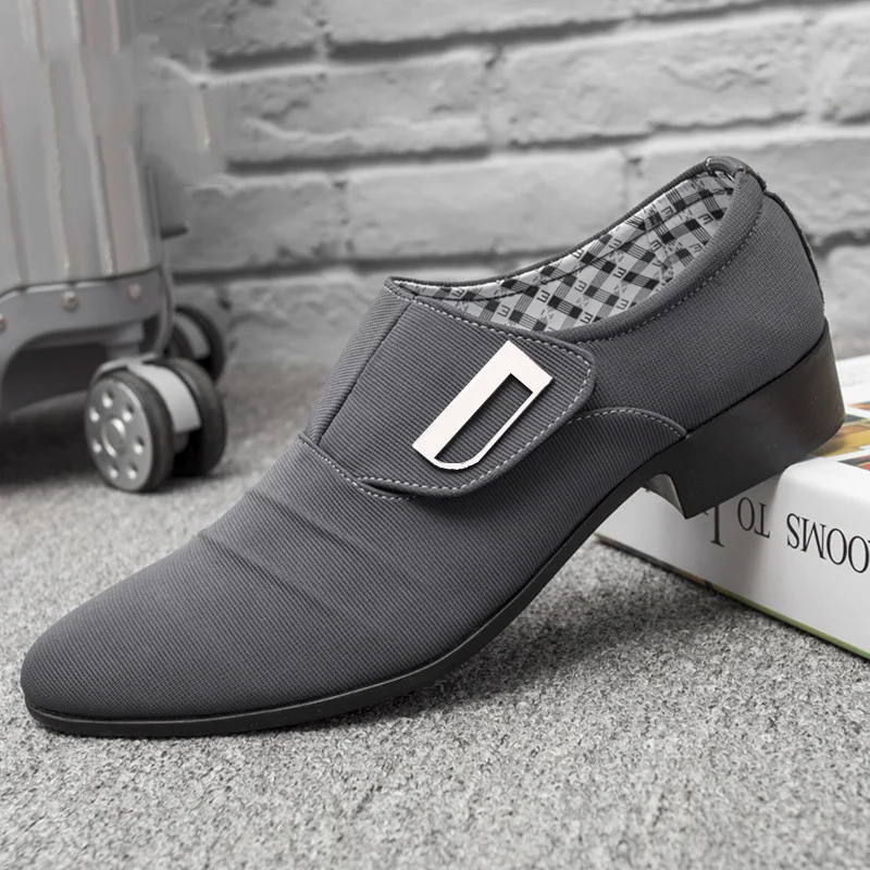 Men Shoes Flat Plus size Loafers black Grey Slip On Spring New Fashion DB126 | Обувь