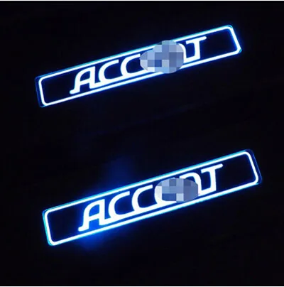 

For Hyundai Accent 2010-2014 2016 With Led Door Sill Strip Welcome Pedal Automobile Car Styling Stickers Accessories 4 Pcs