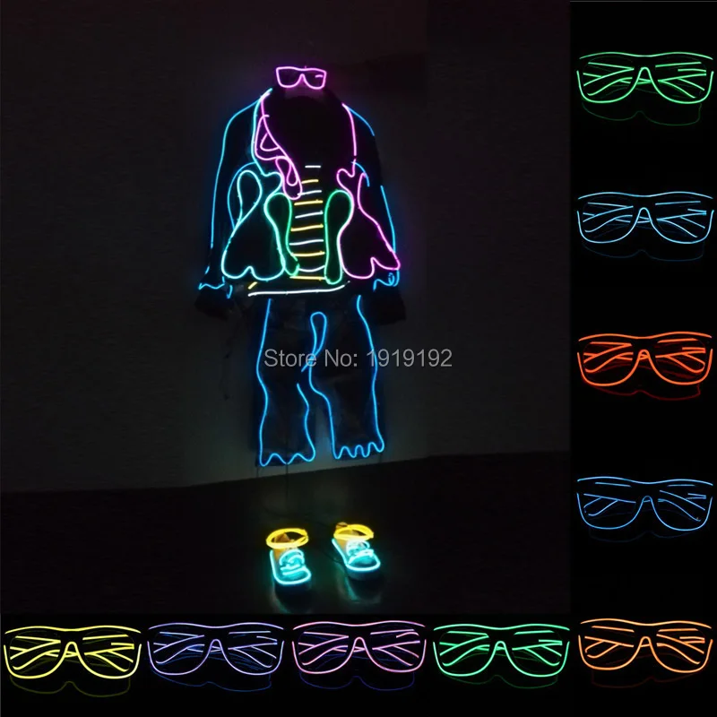 

Sound control el glasses Clear Lens El Wire Fashion Neon LED Light Up Shutter Shaped Glasses Rave Costume Christmas Party
