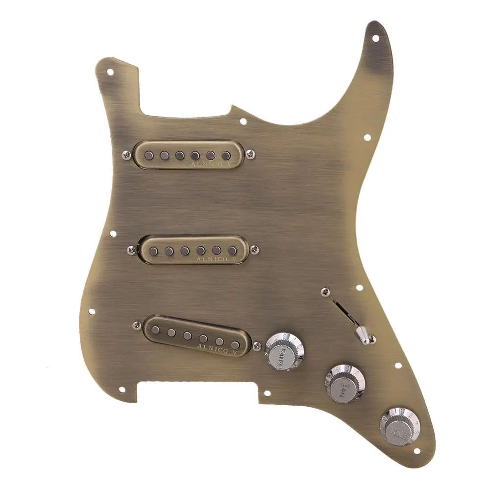 Античная бронза SSS Одиночная катушка Prewired Pickguard для электрогитары