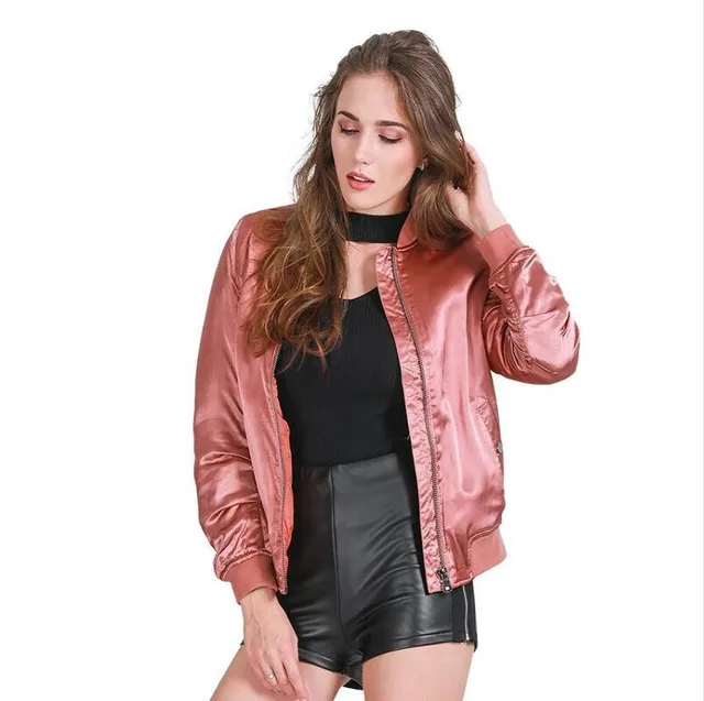 Herbst Winter Frauen Bomber Mäntel Voll Sleeve Solide O ansatz Reißverschluss Beiläufige Kurze Jacke Baseball Mantel Tussahseide 3 Farben Herbst Winter Frauen Bomber Mäntel Voll Sleeve Solide O ansatz Reißverschluss Beiläufige Kurze Jacke Baseball Mantel Tussahseide 3 Farben