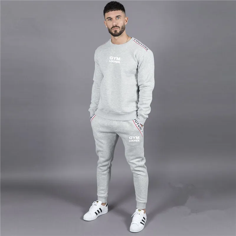 Vertvie 2 piece suit cotton long sleeved sportswear men's running suit