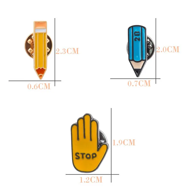 Kartun Pensil Tanda Berhenti Tangan Bros Kerah Enamel Pin Jaket Jeans Kerah Dekorasi Pin Warna Warni Lencana Perhiasan Siswa Hadiah Bros Aliexpress