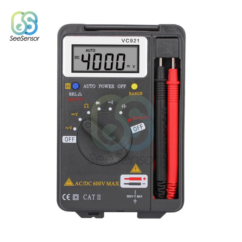 

VC921 Handheld Mini LCD Digital Multimeter True-RMS Auto Range Frequency AC/DC Voltage Resistance Capacitance Tester 4000 Counts