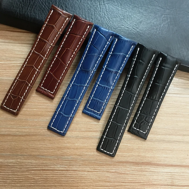 22 мм 24 мм черный коричневый синий ремешок для часов из натуральной кожи браслет для Breitling ремешок для часов ремень мстителя браслет Navitimer