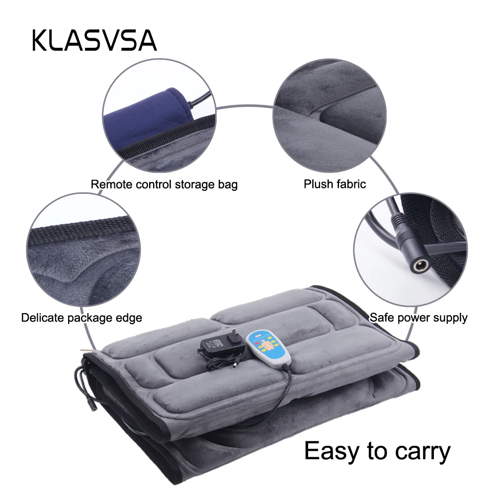  KLASVSA Electric Vibrator Heating Back Neck Massager Mattress Waist Cushion Mat Home Office Relax B