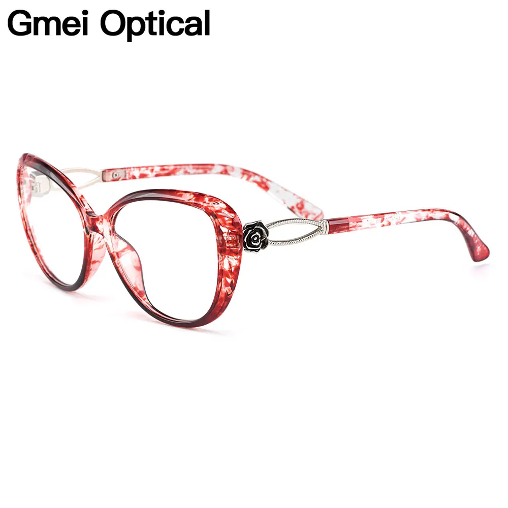 

Gmei Optical Urltra-Light TR90 Big Frame Cat Eye Style Women Full Rim Optical Glasses Frames Female Plastic Myopia Eyewear M1772