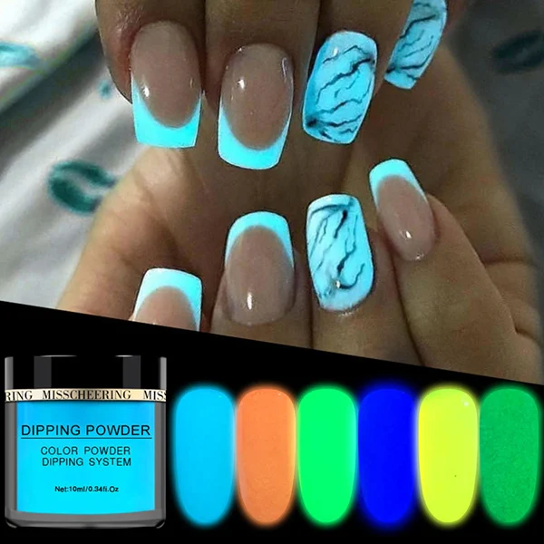 

Hot Night Art Glitter Dipping Powder Fluorescence Pigment Ultrafine Glitter Glow Nail Powder wyt77