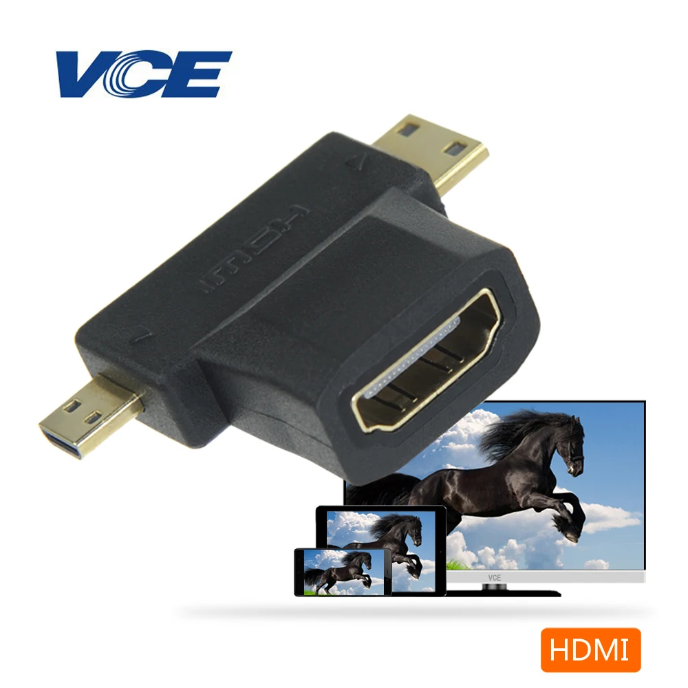 HDMI Female to Mini HDMI Male and Micro HDMI Male adapter connector
