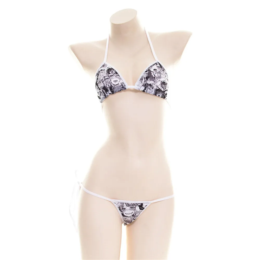 

bikini 2019 Sexy Sling Lace printing Anime Comic girl Beach Sunbathing spa mayo swimwear women swimsuit biquini bikinis monokini