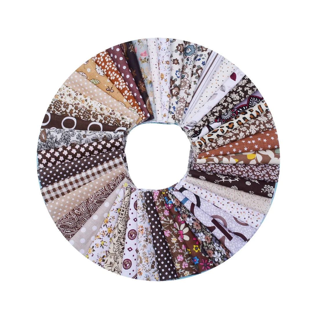 

50Pcs Brown Multi Style 10cmx10cm Printed Cotton Patchwork Fabric Sewing Quilting Fabrics for Needlework Handmade Material