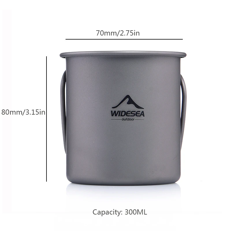 Widesea خفيفة التيتانيوم كوب في الهواء الطلق التخييم نزهة كوب ماء القدح مع طوي مقبض 300 ملليلتر Widesea خفيفة التيتانيوم كوب في الهواء الطلق التخييم نزهة كوب ماء القدح مع طوي مقبض 300 ملليلتر