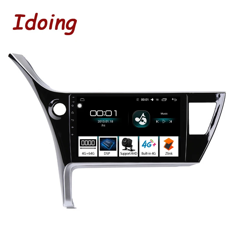 Top Idoing 10.2"4G+64G 2.5D IPS Octa Core 1Din Car Radio Android 8.1 Multimedia Player For Toyota Corolla 2017 2018 GPS Navigation 1