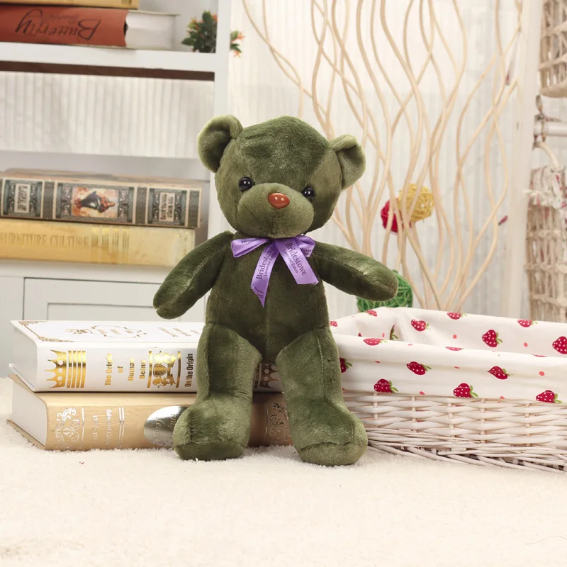 Около 35 см милый Мишка Тедди плюшевые игрушки армейский зеленый медведь мягкая кукла, подарок на год w1956