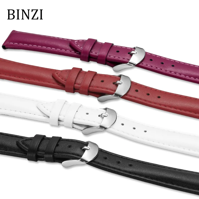 Genuine Leather Watchband Men Women Watch Band 22mm 18mm 20mm 16mm 14mm 12mm Wrist Watches Strap On Belt Watchbands Metal Buckle