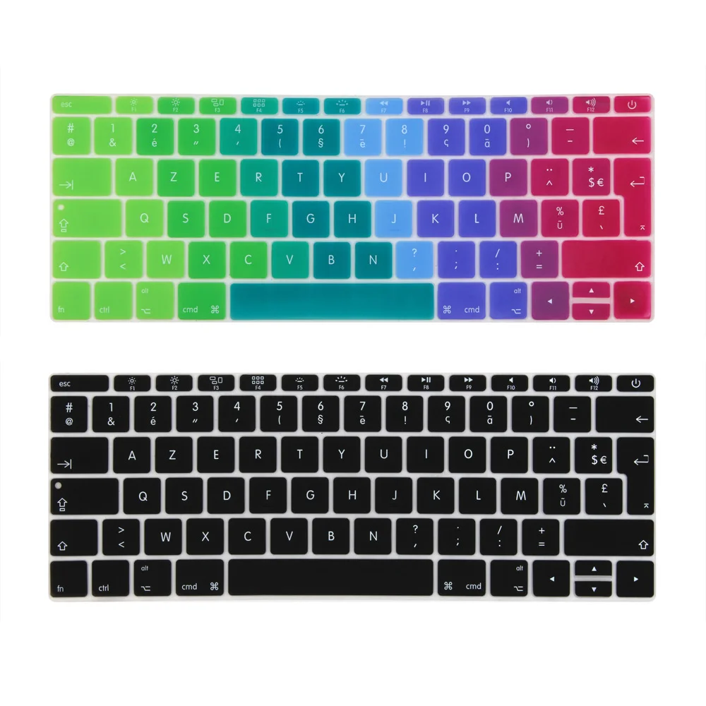 Великобритания ЕС французский AZERTY силиконовый чехол для клавиатуры для MacBook New Pro 1" A1708(версия, без сенсорной панели) для 12" A1534 retina