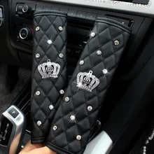 Unisex PU Car Seat Belt Shoulder Pads Cover Diamond Hand Brake Set Seat belt Shoulder Protection Padding Strap Auto Accessories 1 pair cute cartoon car sefety seat belt cover child seat belt shoulder pads protection plush padding auto accessories gift