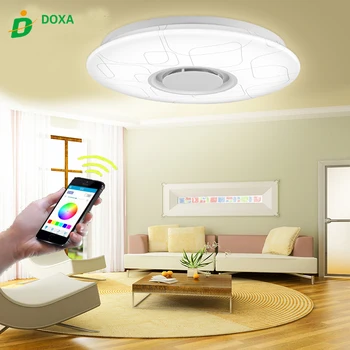 

APP LED Music Ceiling Light with Bluetooth Speaker 24W Modern Rubik surface mounted led Lamp RGB Remote Control Home Party Light