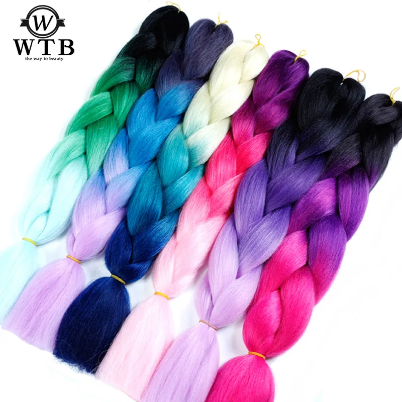 WTB 100g 24 Inch Jumbo Synthetic Hair Braiding Hair For Braid Crochet Braids African Ombre Color Braids WTB 100g 24 Inch Jumbo Synthetic Hair Braiding Hair For Braid Crochet Braids African Ombre Color Braids