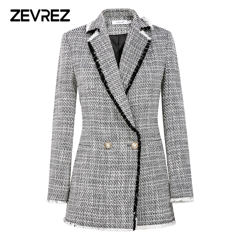Autumn Fashion White Blazer Suit Women Sweet Double Breasted Female