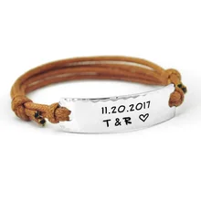 Персонализированный браслет для пары, заказной Гравированный браслет, подарок на День святого Валентина для него Подарок на годовщину