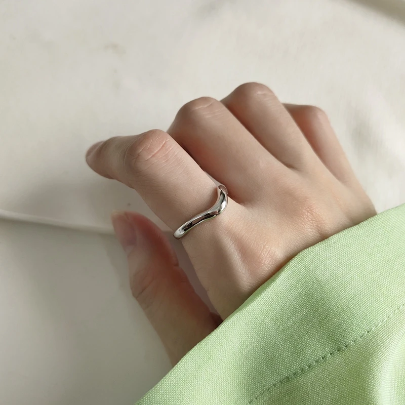

LouLeur 925 Sterling Silver Irregular Rings Minimalist Simple Curve Open Ring Index Finger Rings Women New Fashion Jewelry Gift