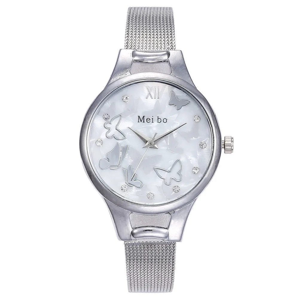 MEIBO часы женские кварцевые часы из нержавеющей стали с бабочкой аналоговые наручные часы лучший бренд Роскошные элегантные montre femme# TX4
