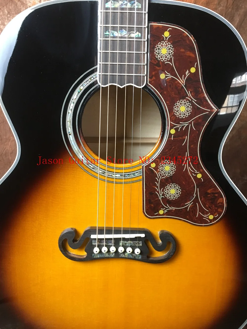 

Custom Handmade Guitar China J200 + Solid Spruce Panel + Flame Maple Duplex and Back + Flame Maple Neck + Free Shipping