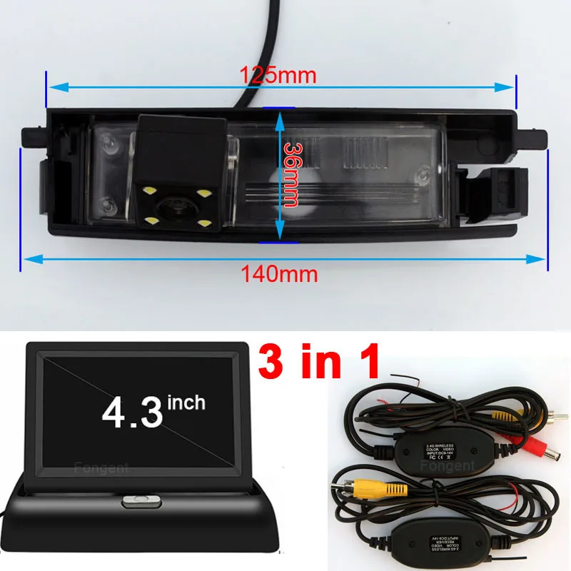 Автомобильная камера заднего вида с автоматическим отключением заднего вида, беспроводная камера заднего вида, автомобильные мониторы для Toyota RAV4 Chery Tiggo relise X5 A3 - Название цвета: wireless monitor 4